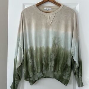 Young Fabulous & Broke Ombre Tie-Dye Super Soft Sweatshirt Olive Green Blue Tan